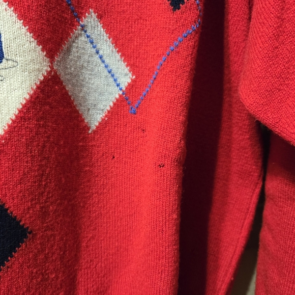 Clan Royal Lambs Wool Preppy Embroidered Golf Design V-Neck Sweater - Picture 5 of 13